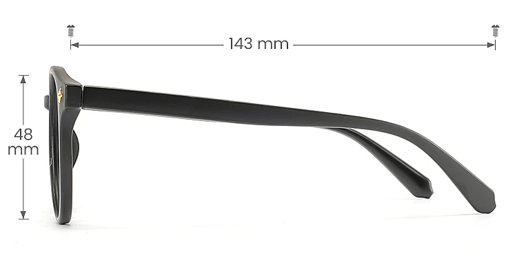 Valentina black   Plastic  Eyeglasses, size view