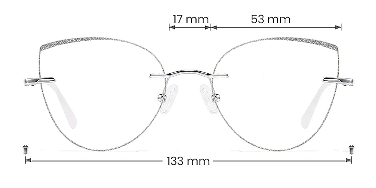 Glamour silver   Metal  Eyeglasses, size view