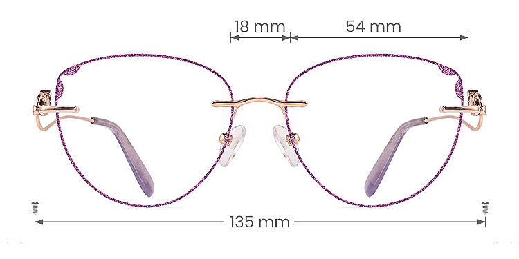 Maeve rose gold purple   Metal  Eyeglasses, size view