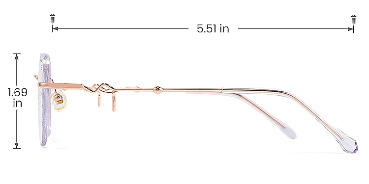 Lil rose gold purple   Metal  Eyeglasses, size view