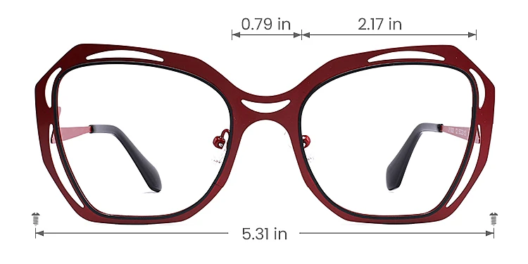 Emilee red black   Metal  Eyeglasses, size view