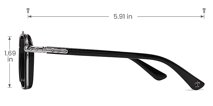 Miano black silver   Plastic  Eyeglasses, size view