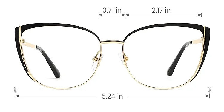 Talisha black gold   Metal  Eyeglasses, size view