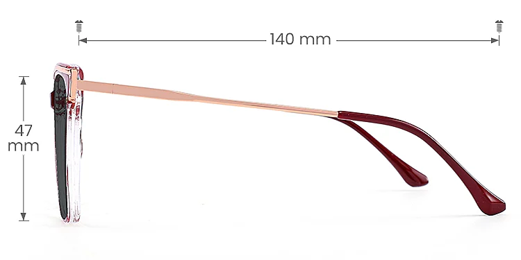 Cili burgundy   Plastic  Sunglasses, size view