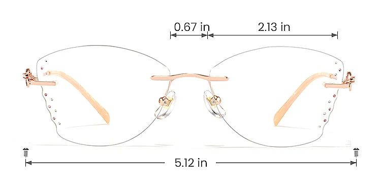 Clear Butterfly rose gold   Metal  Eyeglasses, size view