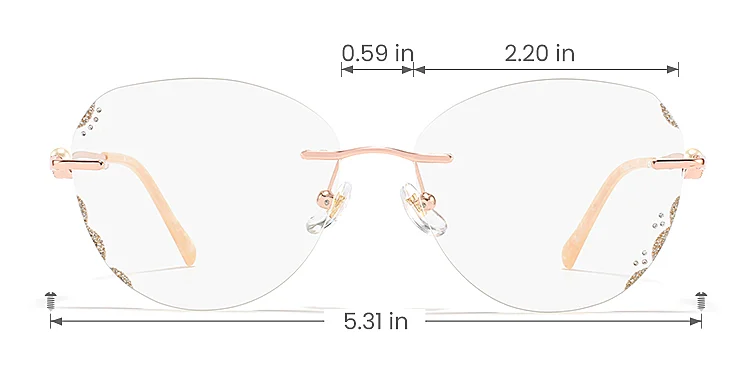 Margarite rose gold   Metal  Eyeglasses, size view