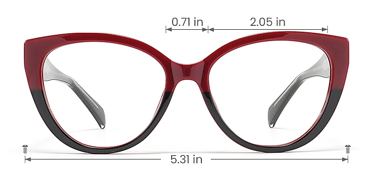 Leila red black   TR90  Eyeglasses, size view
