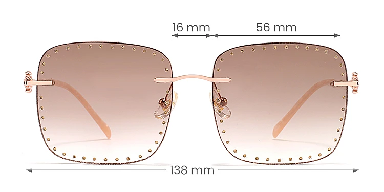 Super Star rose gold   Metal  Sunglasses, size view