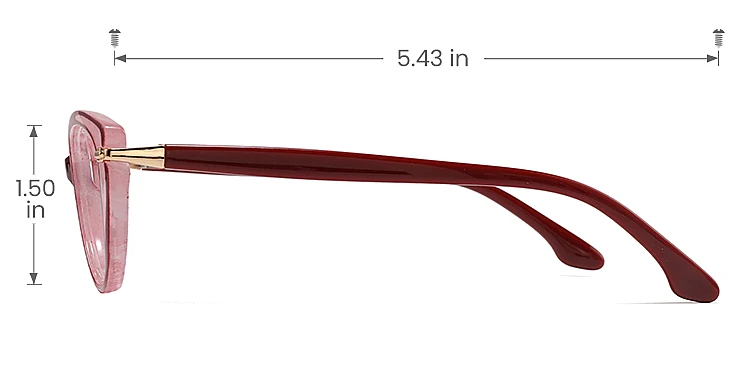 Pamela red   Plastic  Eyeglasses, size view