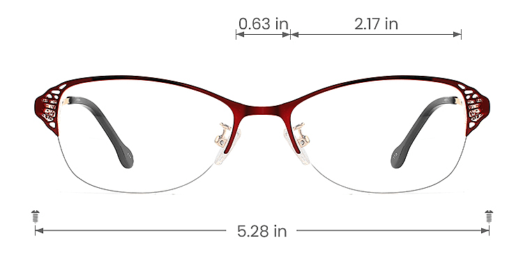 Shilo red   Metal  Eyeglasses, size view