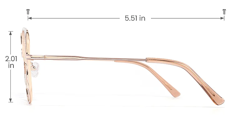 Vivian brown   Metal  Eyeglasses, size view