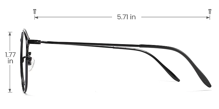 Lyerly black   Metal  Eyeglasses, size view