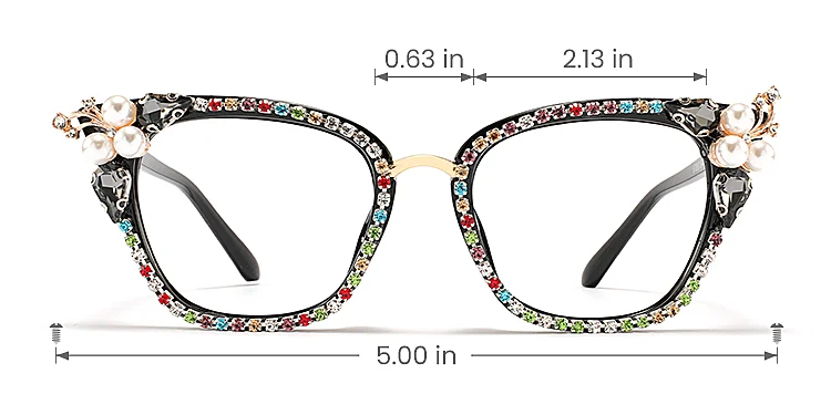 Serena black colorful   Plastic  Eyeglasses, size view