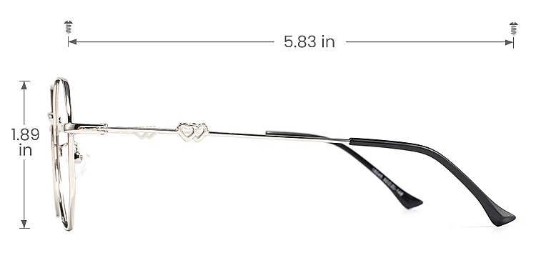 Megan silver   Metal  Eyeglasses, size view