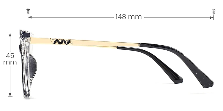 Monie black   TR90  Eyeglasses, size view