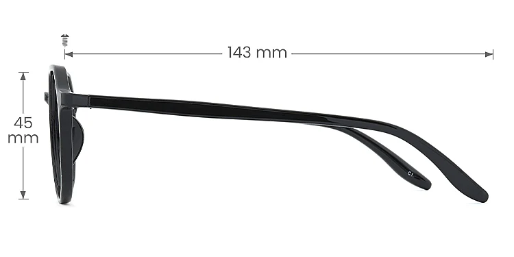 Erin black   Plastic  Eyeglasses, size view