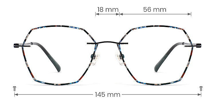 Vega black floral   Titanium  Eyeglasses, size view