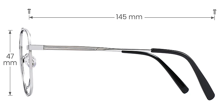 Karter silver   Metal  Eyeglasses, size view