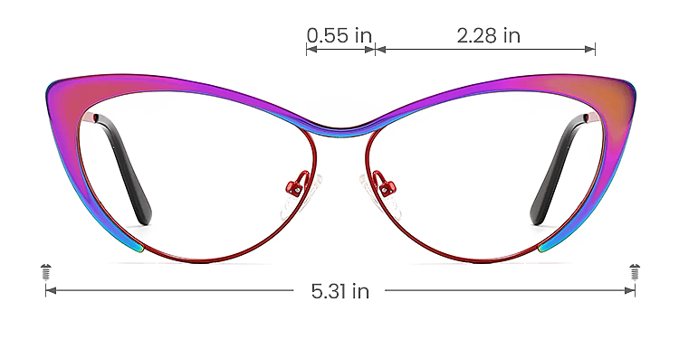 Aurora mirrored rainbow red   Metal  Eyeglasses, size view