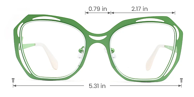 Emilee green white   Metal  Eyeglasses, size view