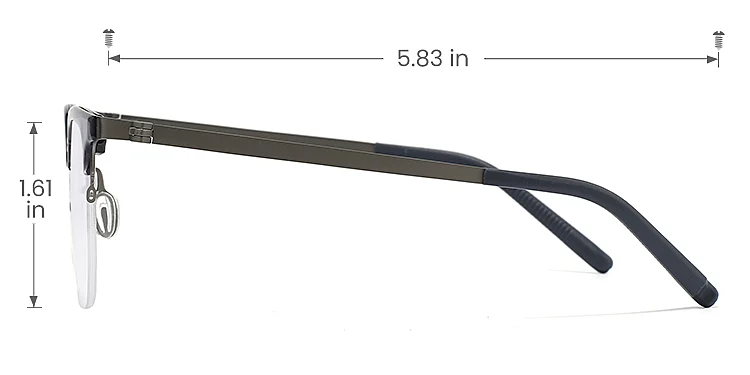 Leo grey   Plastic  Eyeglasses, size view