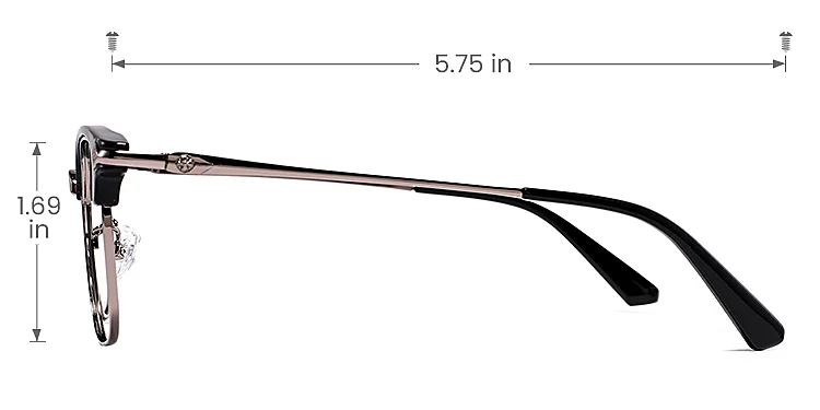 Emeka black gun   Metal  Eyeglasses, size view