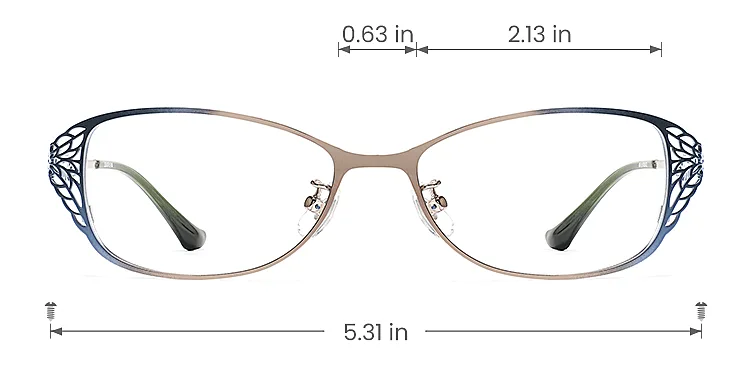 Leaf blue gold   Metal  Eyeglasses, size view