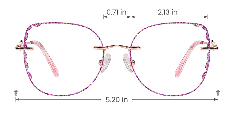 Elvira rose gold purple   Metal  Eyeglasses, size view