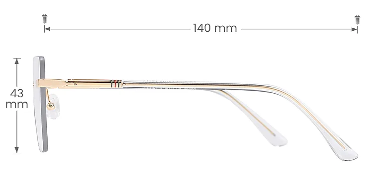 Jesse gold clear   Metal  Eyeglasses, size view