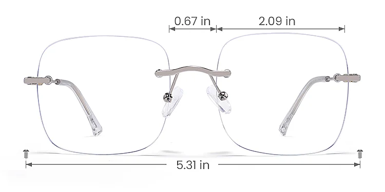 Pure silver   Metal  Eyeglasses, size view