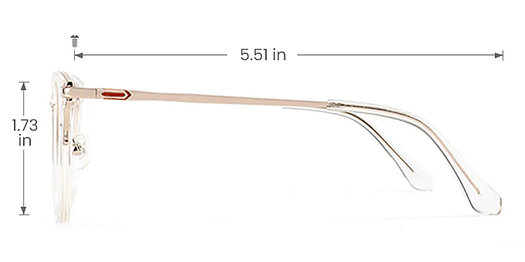 Hazel clear   Plastic  Eyeglasses, size view