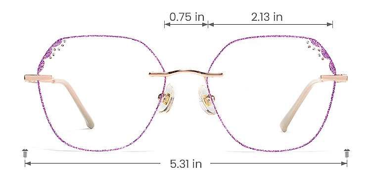Laec rose gold purple   Metal  Eyeglasses, size view