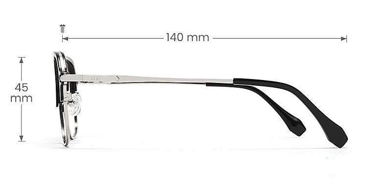 Lorene black   Metal  Eyeglasses, size view