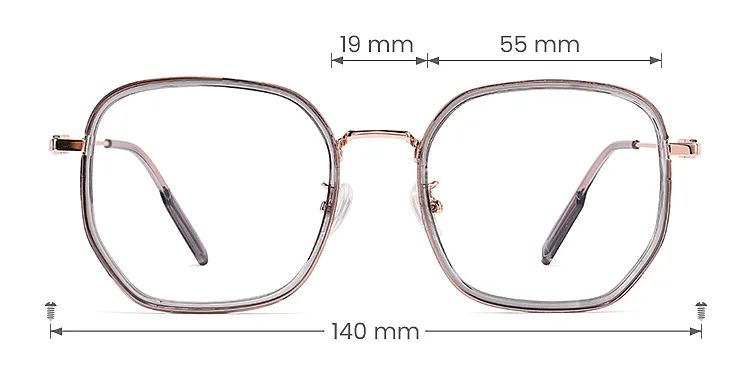 Sookie grey rose gold   Plastic  Eyeglasses, size view