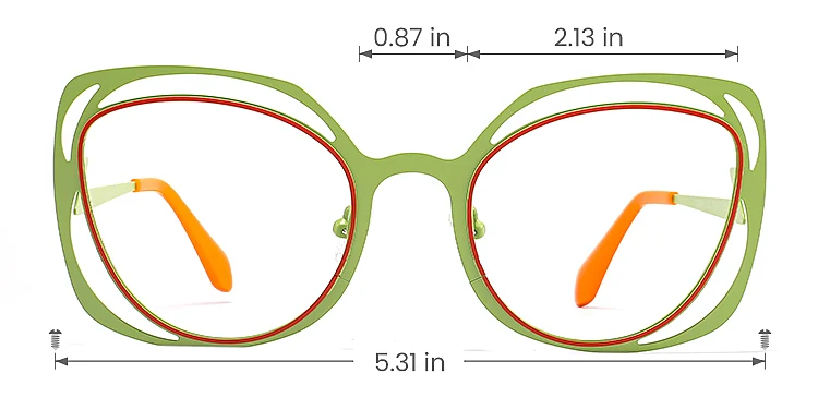 Shayla green red   Metal  Eyeglasses, size view