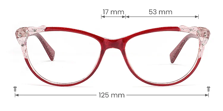 Yana red   Plastic  Eyeglasses, size view