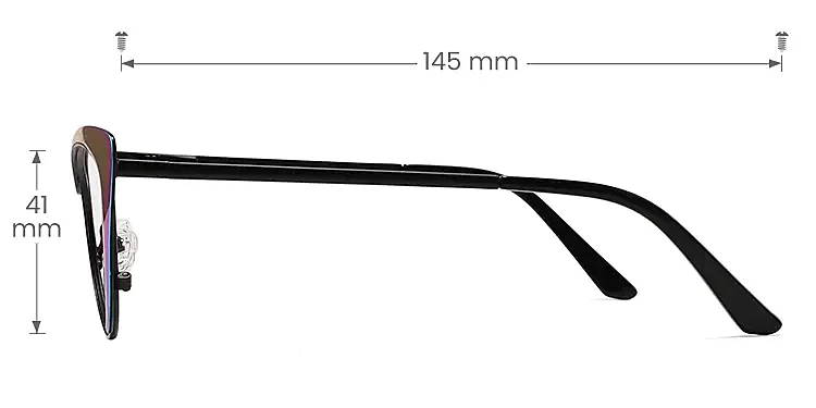 Aurora mirrored rainbow black   Metal  Eyeglasses, size view