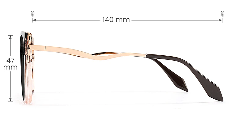 Wallis black brown   TR90  Sunglasses, size view