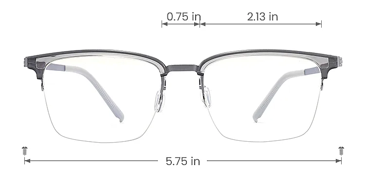 Hatem grey silver   Plastic  Eyeglasses, size view