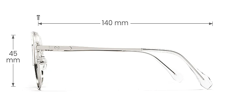 Lorene clear   Metal  Eyeglasses, size view