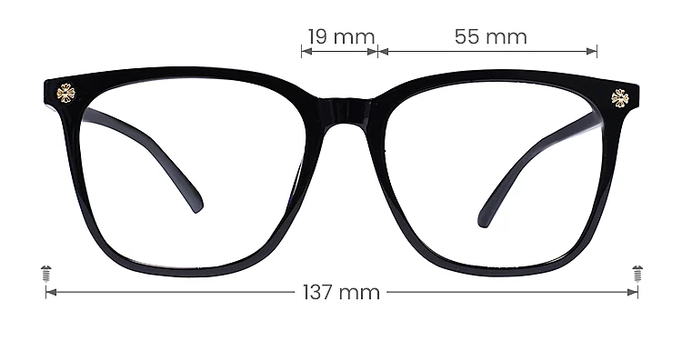 Andrea black   TR90  Eyeglasses, size view