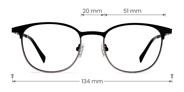 Terry matte black gun   Metal  Eyeglasses, size view