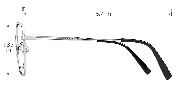 Karter silver   Metal  Eyeglasses, size view