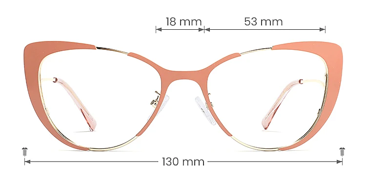 Rieko orange   Metal  Eyeglasses, size view