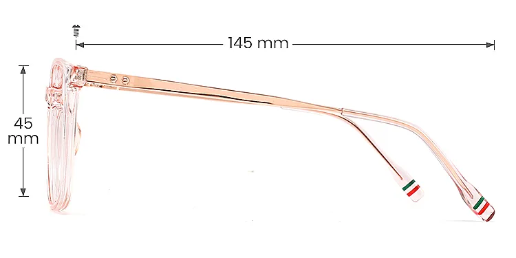 Ethan clear pink   TR90  Eyeglasses, size view