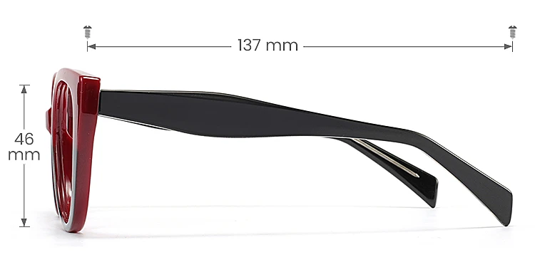 Leila red black   TR90  Eyeglasses, size view