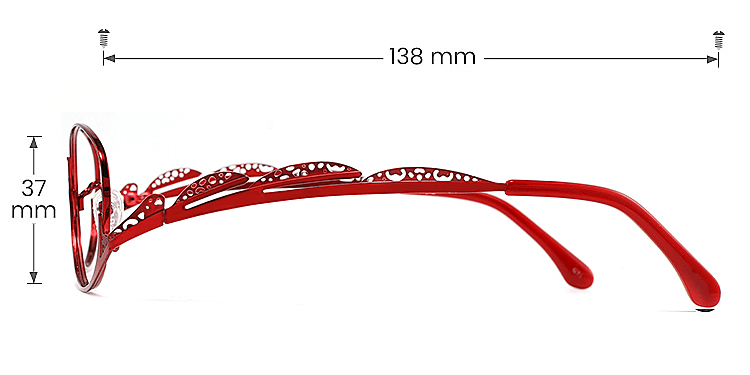 Beini red   Metal  Eyeglasses, size view