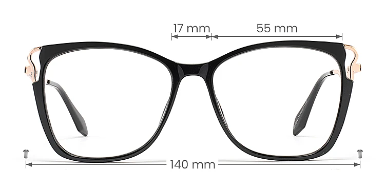 Wallis black   TR90  Eyeglasses, size view