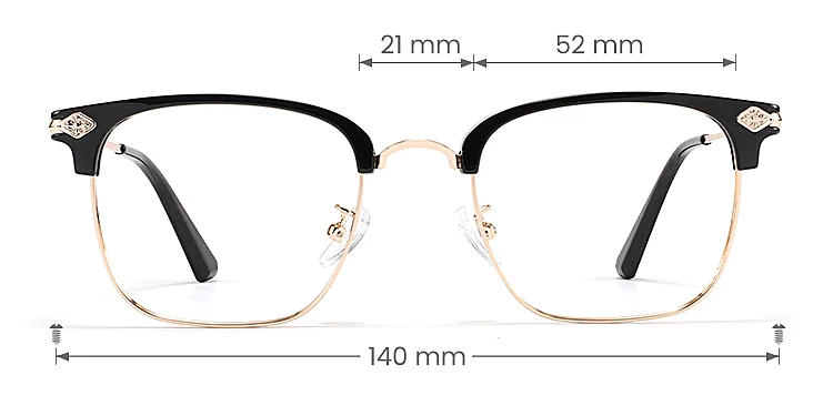 Emeka black gold   Metal  Eyeglasses, size view