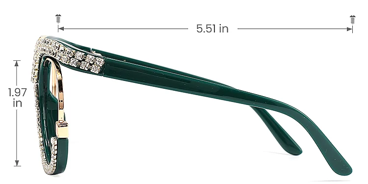 Kamia green diamond   Plastic  Eyeglasses, size view
